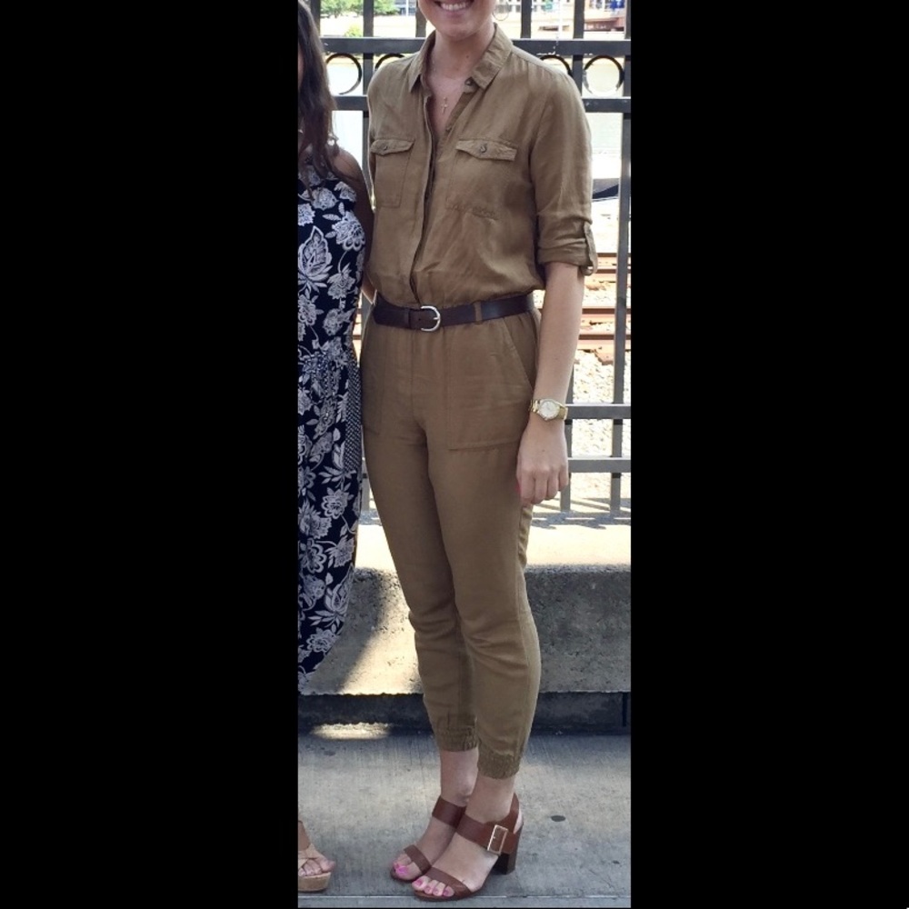 Dark Khaki Jumpsuit with Cloth Belt